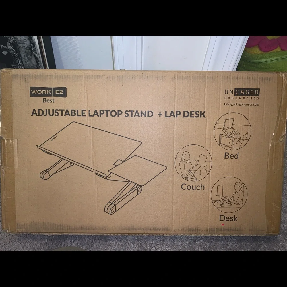 WorkEZ Best Adjustable Laptop Stand Lap Desk for be, couch w. mouse pad - Picture 2 of 8